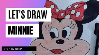 How to draw Minnie mouse?| Simple drawing tutorial for kids | Disney character drawing.