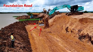 Perfectly Action! Excellent Skill Dozer Komatsu D41A Teamwork Perfect To Cluttering Foundation Road