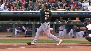 OAK@MIN: Vogt goes 3-for-5, belts grand slam