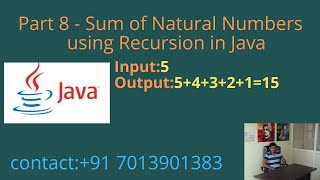 Sum of Natural Numbers using Recursion in Java - Part 8