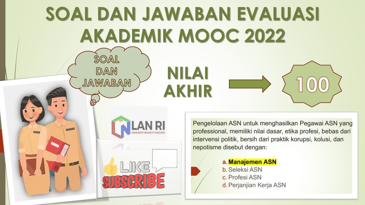 SOAL EVALUASI MOOC 2022 Ber-Akhlak I Follow Dan DM IG : Soal & Jawaban ...