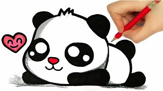 HOW TO DRAW A PANDA EASY STEP BY STEP - DRAWING A CUTE PANDA EASY STEP BY STEP