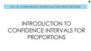 Applied Stats 16.1 Introduction to Confidence Intervals for Proportions