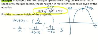 Algebra: Projectile maximum height Problem