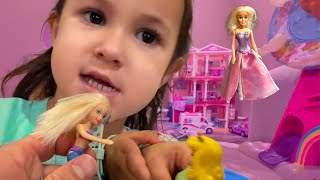 Oak Is Mermaid Queen Dad is Mermaid KING!Building  POLLY POCKET Castle \u0026 saving Snow White the MOVIE