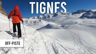 Powder day off-piste skiing in Tignes Val d'Isere.