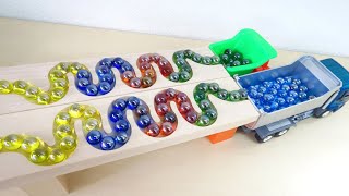 Marble Run Race ASMR ☆ HABA Wave Slope Double Dump Truck \u0026 Garbage Truck #5