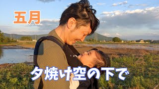 【3歳】夕焼けの空の下で【生後8ヶ月】