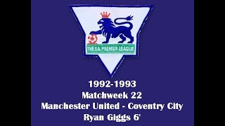 FA Premier League. Season 1992-1993. Matchweek 22. Fantastic goal from Ryan Giggs.