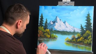 Mountain Landscape Oil Painting Bob Ross Style - Silent Majesty #Bobross #oilpainting