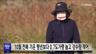 10월 전북 기온 평년보다 0.7도가량 높고 강수량 적어 | 전주MBC 231107 방송