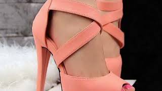 Fashionable Sandals/High Heels In Gold & Pink Color - New Collection 2018