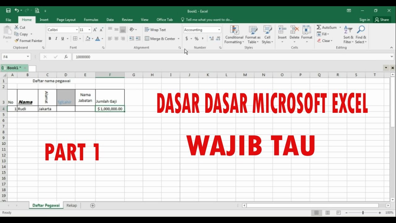 Tutorial Excel Belajar Dasar Dasar Microsoft Excel Untuk Pemula Youtube ...