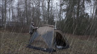 SOLO CAMPING IN HEAVY RAIN - WARM AND COZY TENT