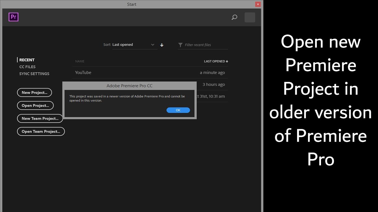 Open New Premiere Pro Projects In Old Versions | Fix Can't Open Project ...