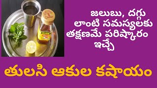 జలుబు ,దగ్గు లాంటి సమస్యలకు తక్షణమే పరిష్కారం ఇచ్చే  తులసి ఆకుల రసం|Basil leaf juice|