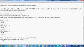 DECODE Function ( IF..THEN..ELSE) in SQL ORACLE Query With Example