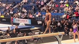 Gabby Douglas -  Beam Warm-up before scratching the competition - US Classics 20