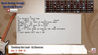 🎸 Thinking Out Loud - Ed Sheeran Guitar Backing Track with scale, chords and lyrics