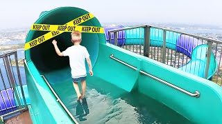 he went on a BANNED water slide...