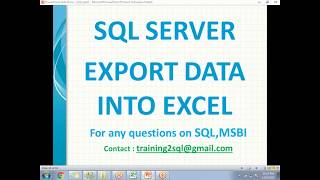 Export SQL Server Data to Excel