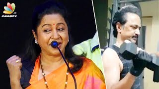 Radhika Sarathkumar teases MK Stalin's viral workout video | Ippadai Vellum Speech, Udhayanidhi