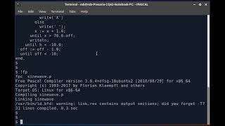 Pascal Program to draw a Scrolling Sine Wave.