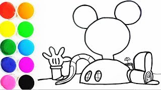 Cómo Dibujar y Colorear Casa de Mickey Mouse - Dibujos Para Niños - Learn Colors / FunKeep