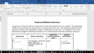 Graphical Analysis Linearize walk through