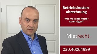 Betriebskostenabrechnung - Was muss der Mieter wann rügen? | Fachanwalt Alexander Bredereck