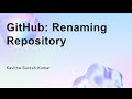 GitHub: Renaming Repository