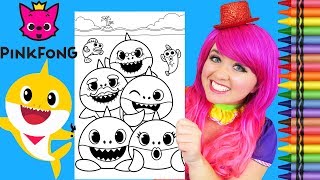 Coloring Baby Shark Family GIANT Pinkfong Coloring Page Crayola Crayons | KiMMi THE CLOWN