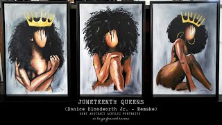 Juneteenth Queens: Semi Abstract Acrylic Portrait on Framed Canvas #blacklivesmatter