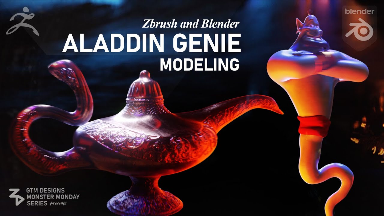 Hot To Model Aladdin Genie Using Zbrush And Blender | Full Process Time ...