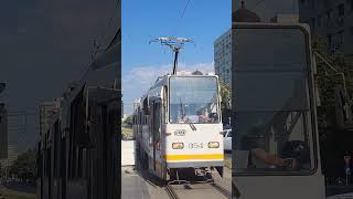 Tramvaiul V3A-93 #354 (14) intrând în stația Șoseaua Morarilor