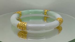 รีวิว กำไลหยกเขียวหุ้มทองฉลุลาย 4 ช่วง Jade Bangle with Gold  โดย @ห้างทองผลเจริญ ชลบุรี