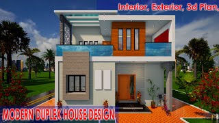 modern duplex house design india with 4 bedroom –30x50 feet