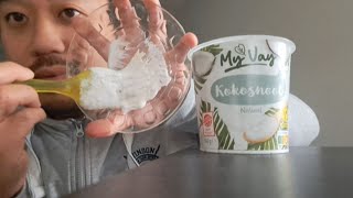 ASMR PLATE LICKING COCONUT YOGHURT \u0026 PAINTING