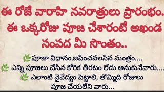 ఈరోజే వారాహీ నవరాత్రులు ప్రారంభం// ఈ ఒక్కరోజు పూజ చేశారంటే అఖండ సంపద మీ సొంతం #navarathri