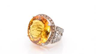 Genuine Citrine with Faux Diamond Accents Solid Silver 925 Ring Size 5.25 5-L