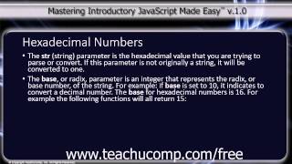 JavaScript Training Tutorial Hexadecimal Numbers