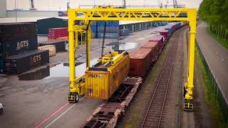 Combilift Straddle Carrier in-action: Straddle Rail Cargo Terminals -  By Mabo B V