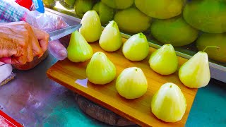 White Rose Apple, Pink Guava, Jicama & More! 8 Fruits Cutting Skills - Cambodian Street Food