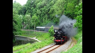 150 Jahre Chemnitz - Annaberg. 86 1333-3 mit Sonderzug in Wolkenstein. 29. Mai 2016