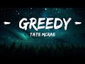 Tate McRae - greedy (Lyrics)  | 1 Hour Lyrics Music