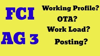 FCI AG3 WORKING PROFILE // FCI AG3 WORK LOAD // FCI AG3 OTA //