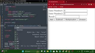 How to perform all arithmetic operation using JavaScript and HTML controls?