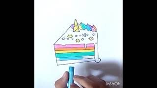 how to draw a unicorn rainbow cake drawing ❤️💙❤️#shorts