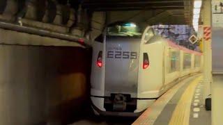 e259系成田エクスプレスがミュージックホーンを鳴らして新川崎駅を高速通過するシーン #e259系 #成田エクスプレス #成田空港駅 #新川崎駅 #横須賀線 #特急列車 #ミュージックホーン