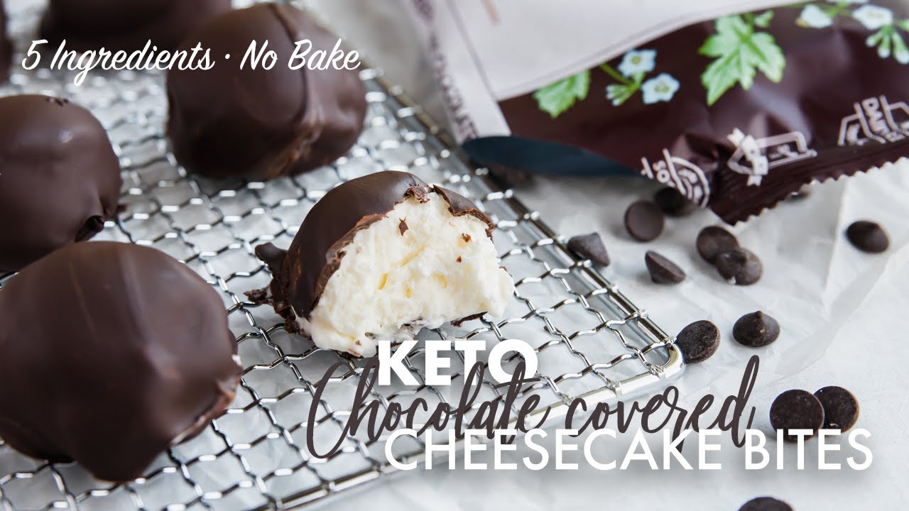 Easy Keto Chocolate Covered Cheesecake Bites • No Bake - YouTube